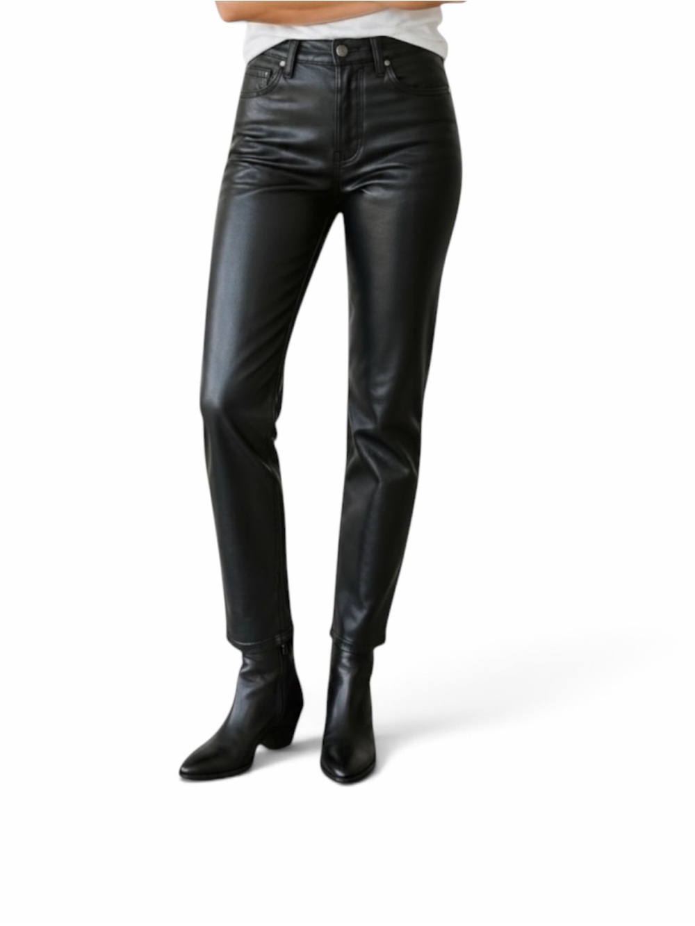 Old Navy Y2K Women’s Faux Leather High Rise Straight Cut Jeans Size 10